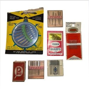 Vintage Lot of Quilting & Sewing Eye Needles & Tools / Pfaff / Vogue Sharps